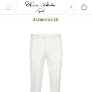🎉HOST PICK Cesare Attolini Pleated White Trousers 32x32  🎉HOST PICK
